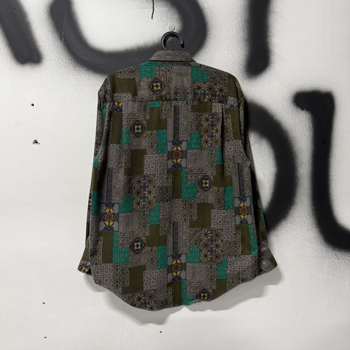 VTG 빈티지 에스닉 오리엔탈 풀 패턴 원 포켓 긴팔 셔츠 상품이미지2