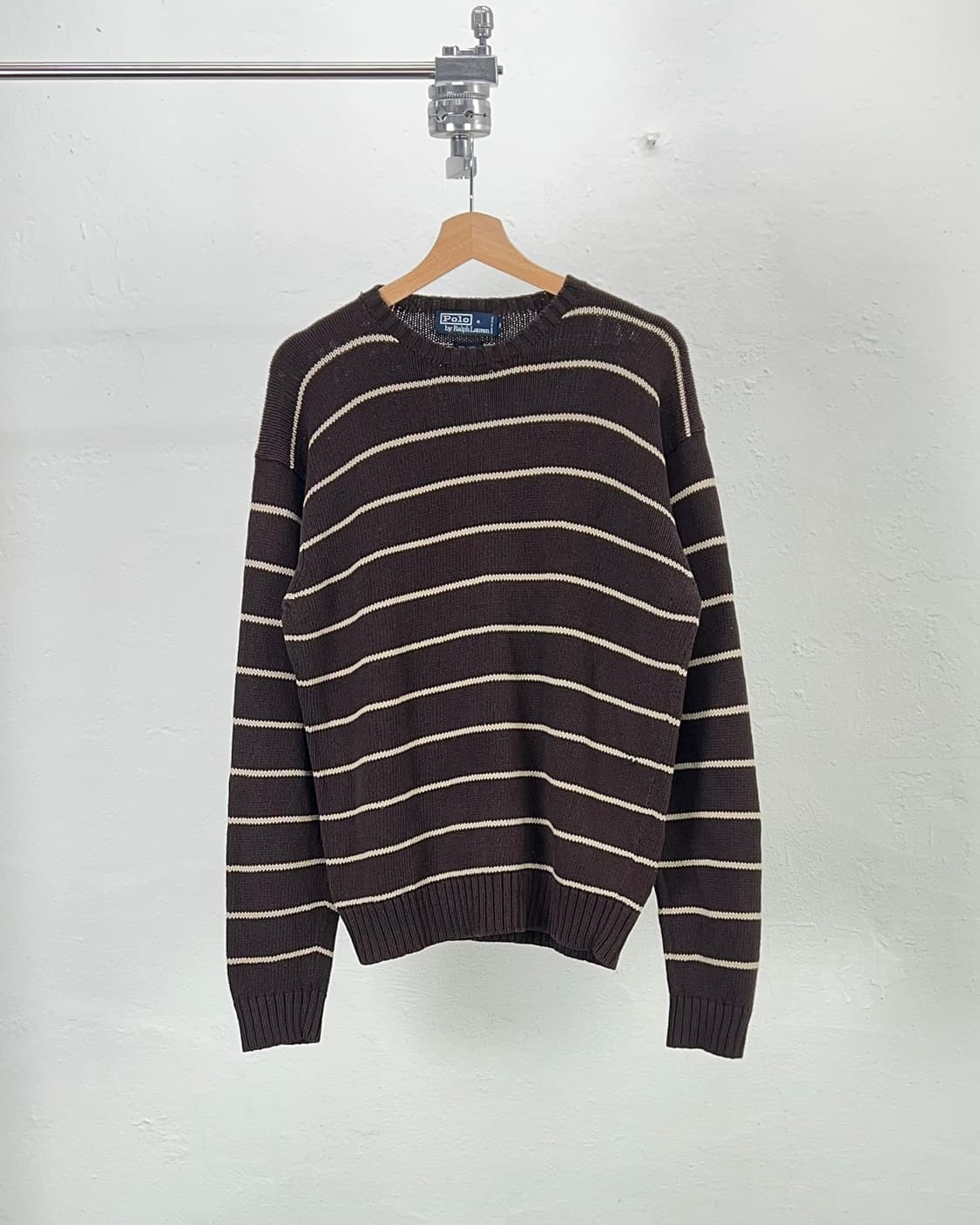 폴로 랄프로렌 브라운 스트라이프 라운드 코튼 니트 상품이미지1