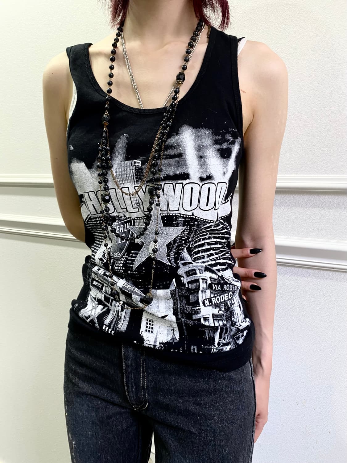 Y2K HOLLYWOOD Glitter Print Sleeveless 상품이미지4