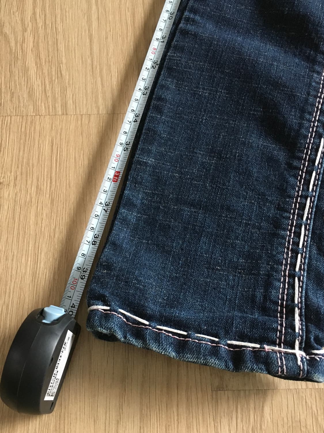 라구나 비치진 pink&white y2k 스티치 빈티지 십자가 데님 팬츠 상품이미지7