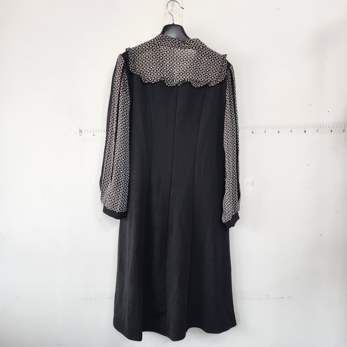 쉬폰 배색 리본레이어드 블랙 원피스 상품이미지4