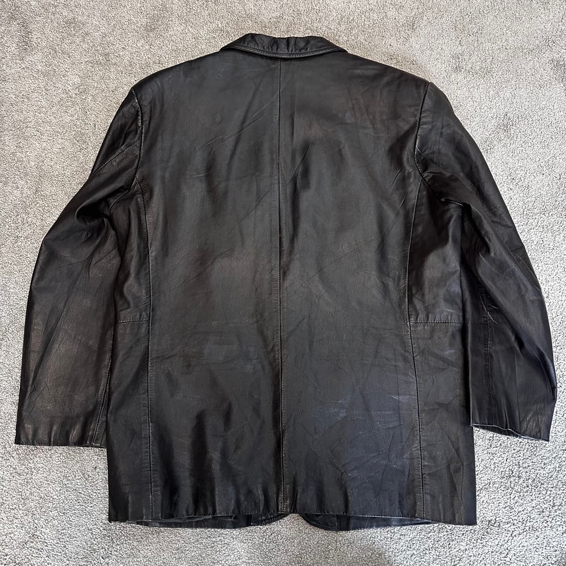 빈티지 블랙/브라운 소가죽 블레이저 자켓L 상품이미지4