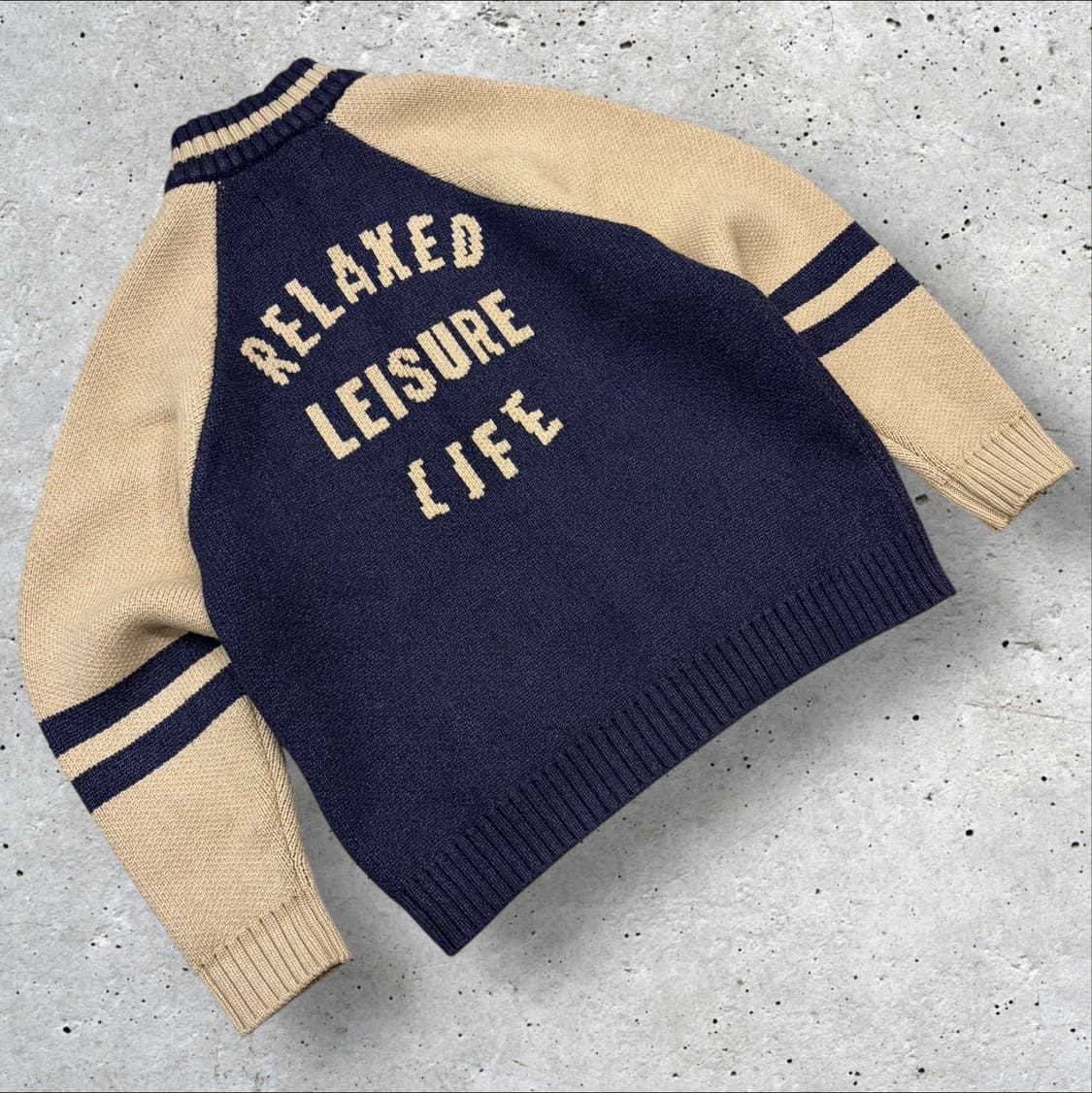 [L] 디스커스 니트 집업 가디건 73 네이비 베이지 B880 상품이미지2