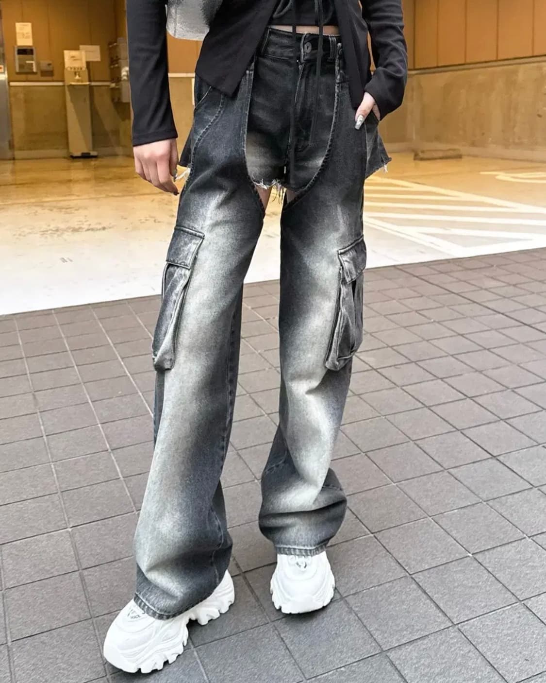 spiralgirl 스파이럴 걸 투웨이 카고 데님 팬츠 상품이미지1