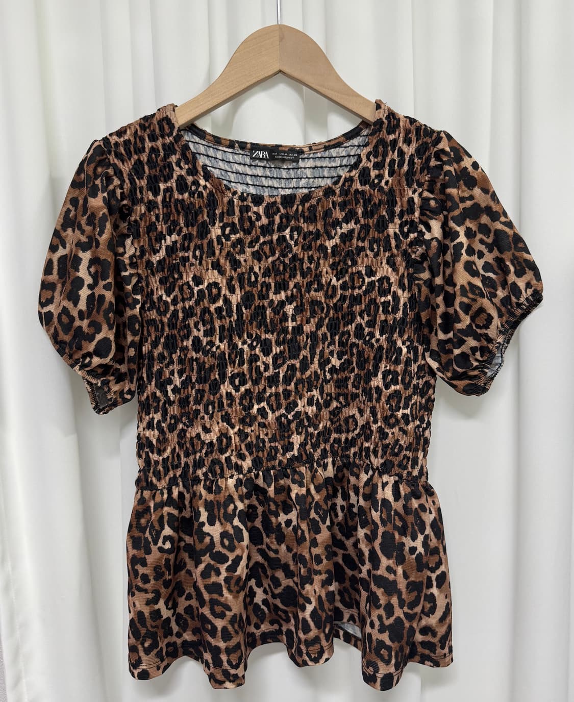 자라 레오파드 스모킹 블라우스 ZARA 상품이미지2