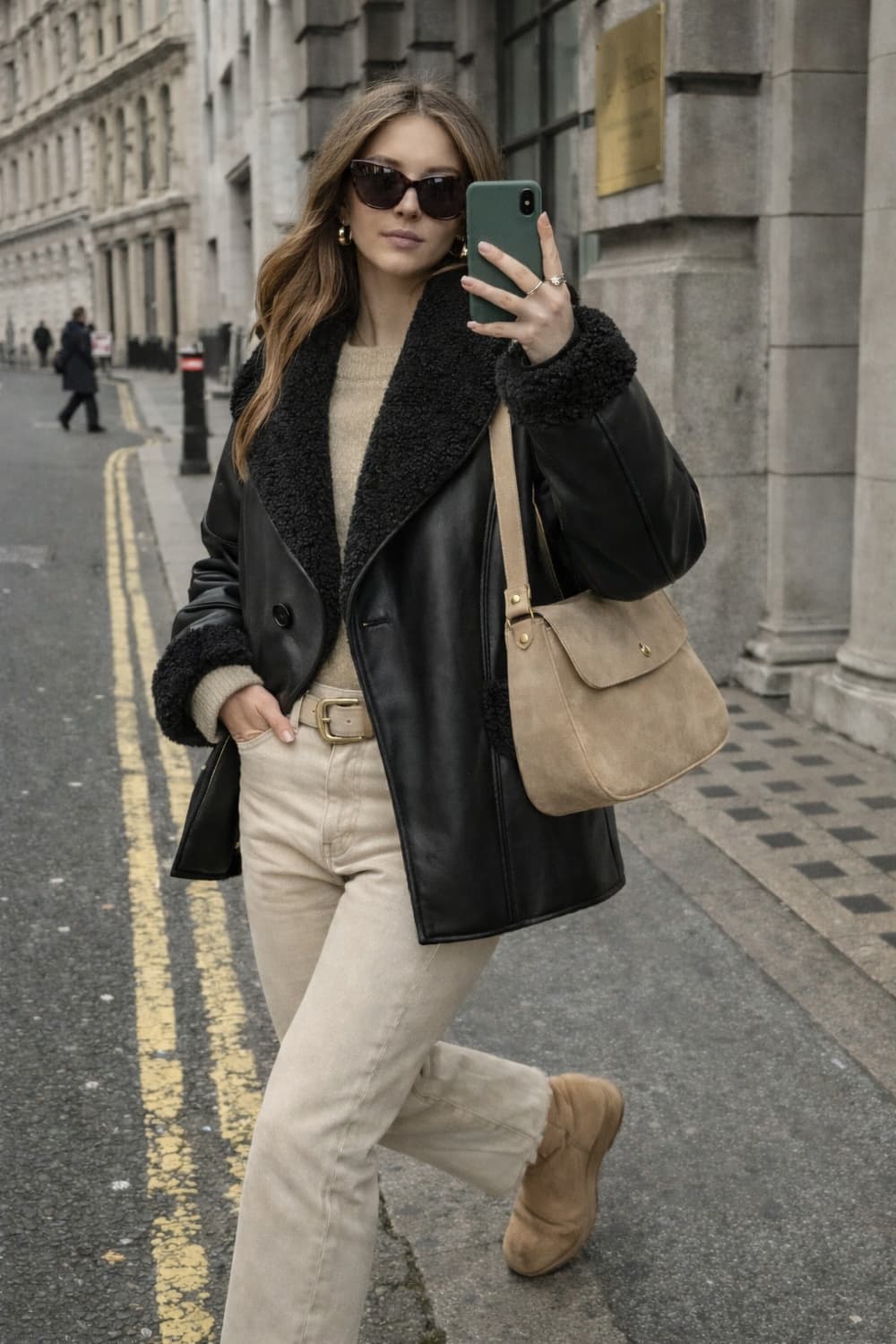 줄로그 인조 무스탕 블랙 숄카라 상품이미지2