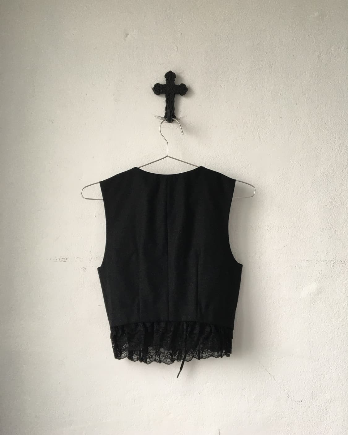 Lace trimming lace up vest 상품이미지2