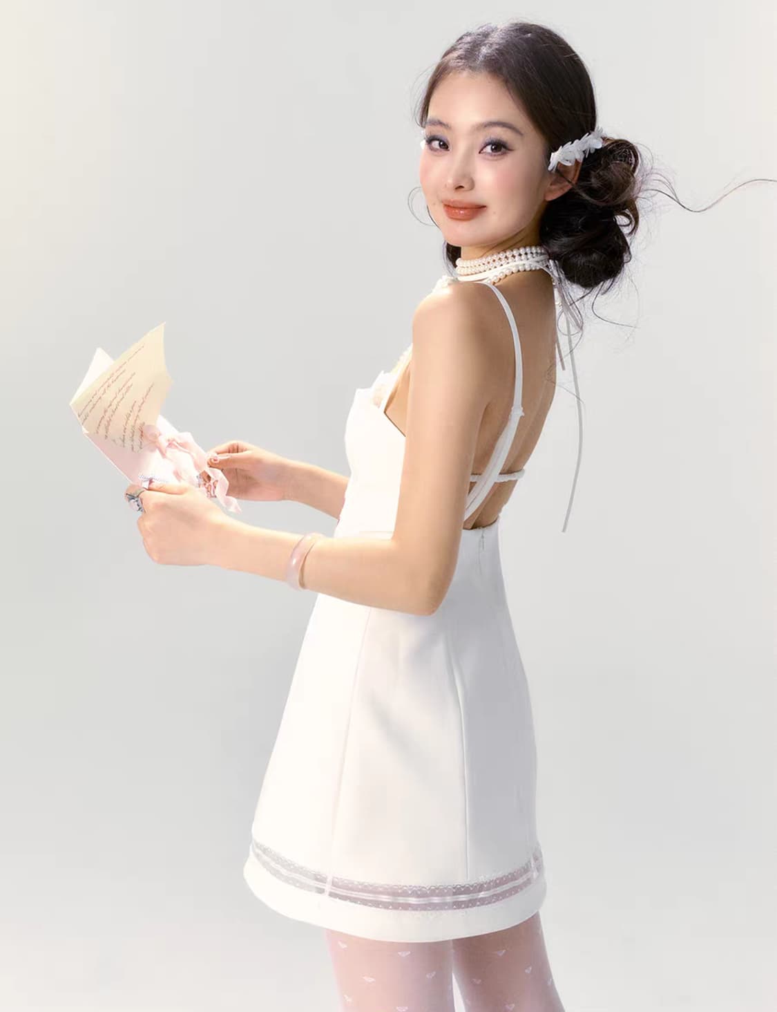 단종템 새상품) 발레코어 자수 레이스 미니 원피스 화이트🕊 상품이미지6