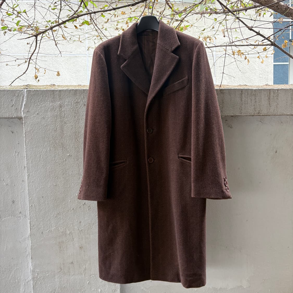 90‘s 헤링본 체스터필드 코트 made in italy 상품이미지1