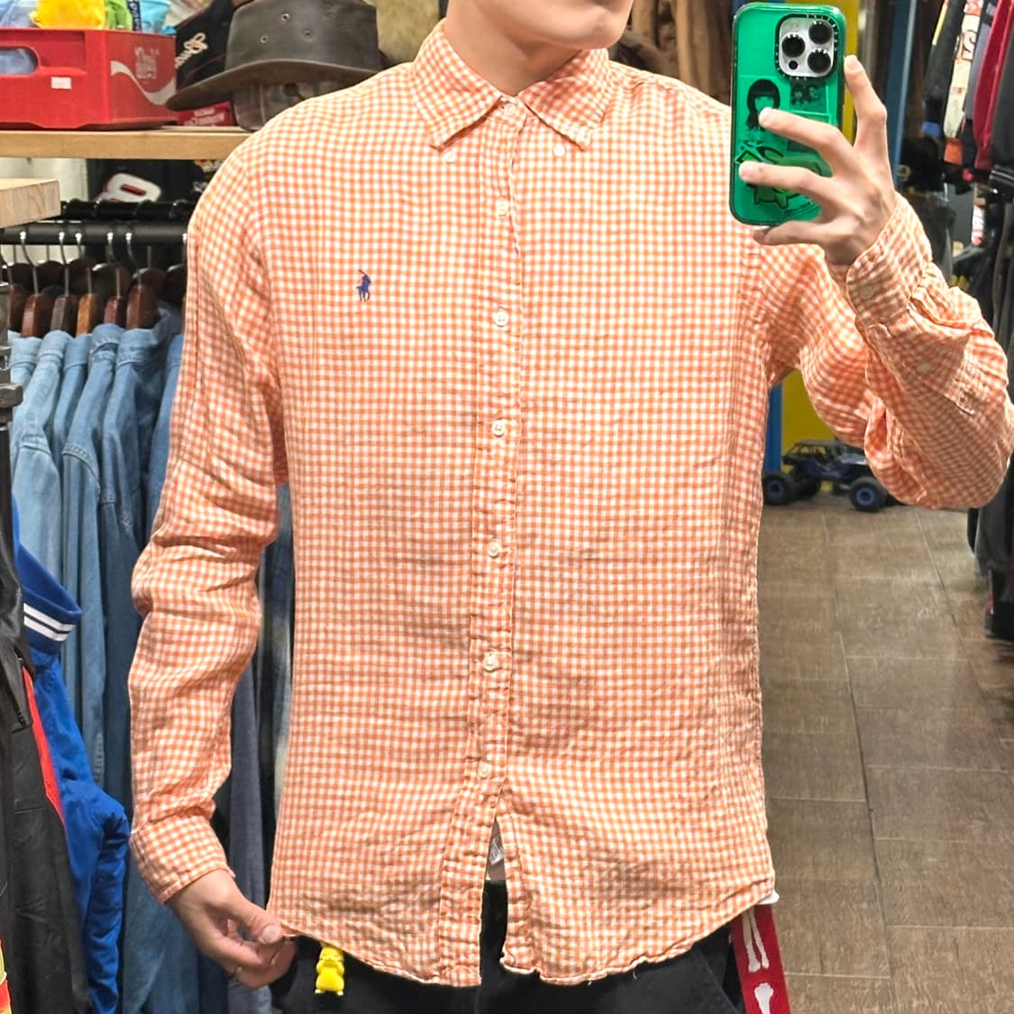 [HI] 폴로 랄프로렌 셔츠 체크오렌지 상품이미지1