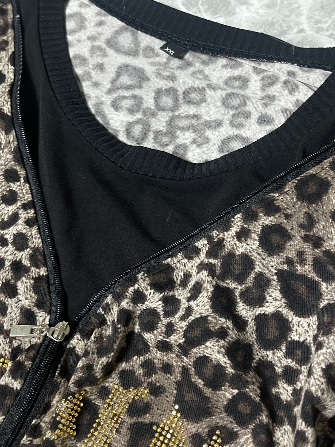 2way leopard knit zip up cardigan 상품이미지3