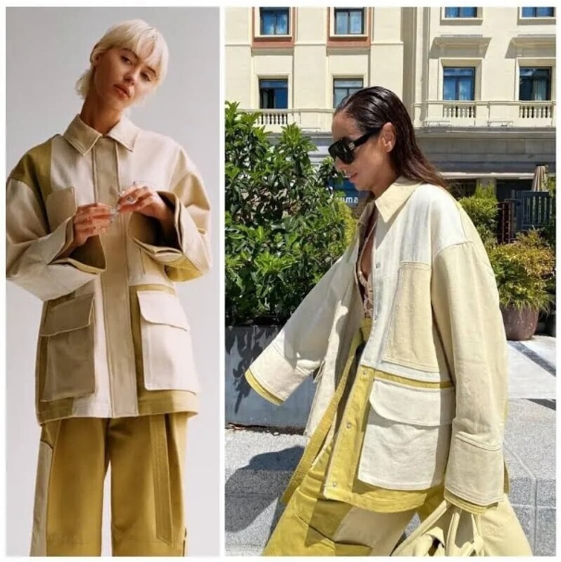 M 새제품) 자라 패치워크 개버딘 재킷 8197/719 오버핏 체감 L~ 상품이미지4