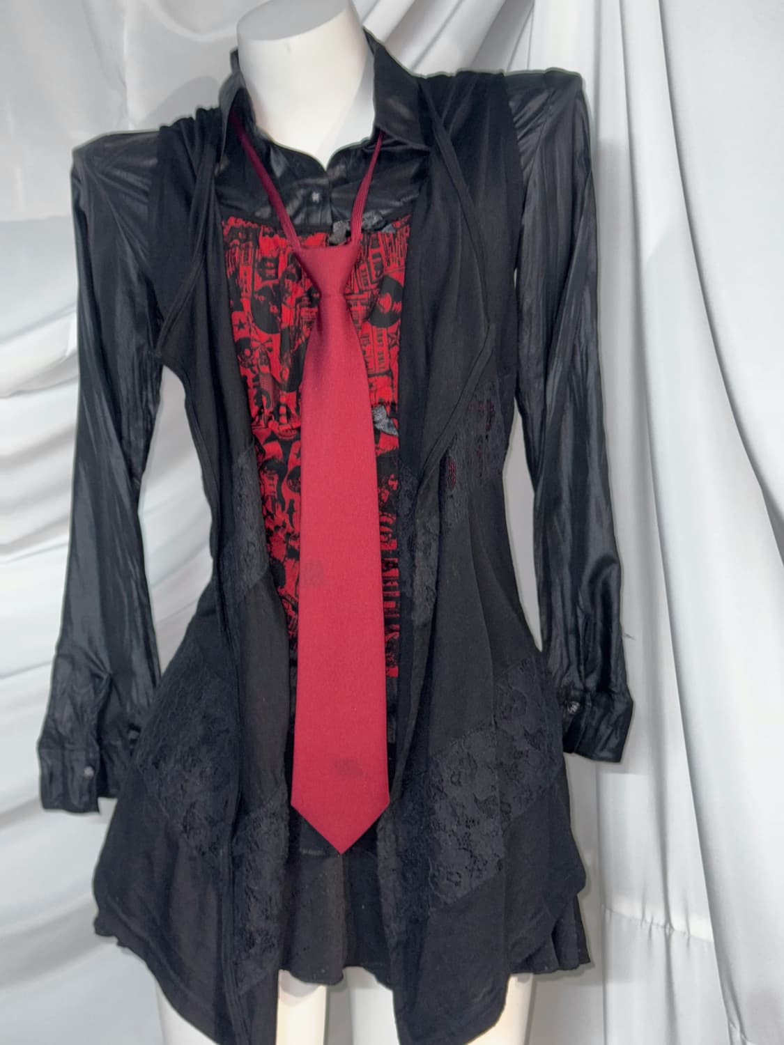 무채색 레드펑크 프레피 코디세트  상품이미지6