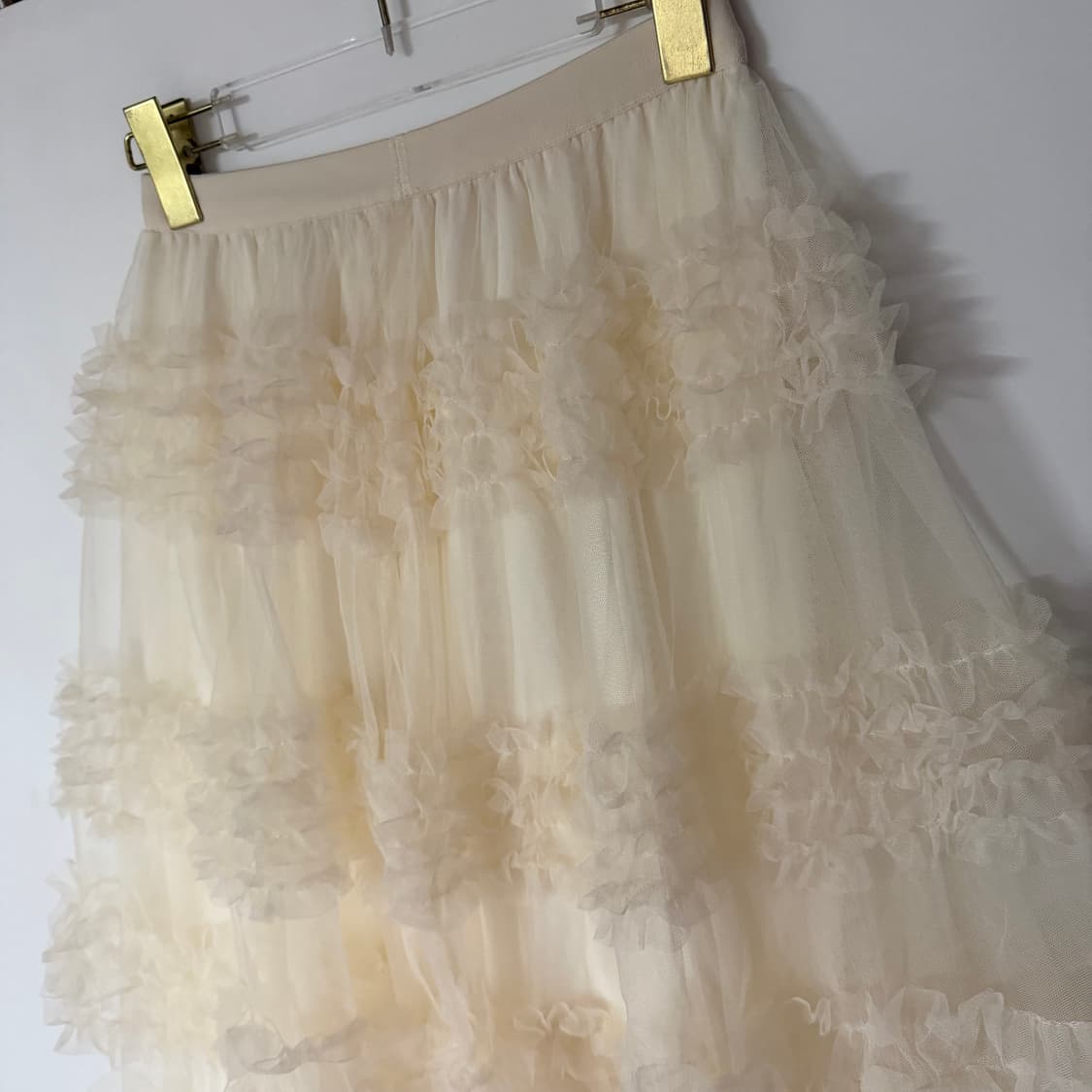 새상품 여자 5단 캉캉 롱스커트 (아이보리) 상품이미지5