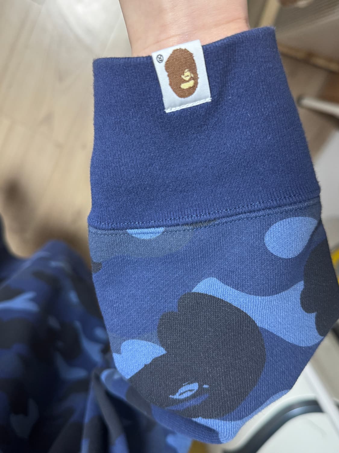 베이프 컬러 카모 샤크 풀 집업 후드 네이비 상품이미지2