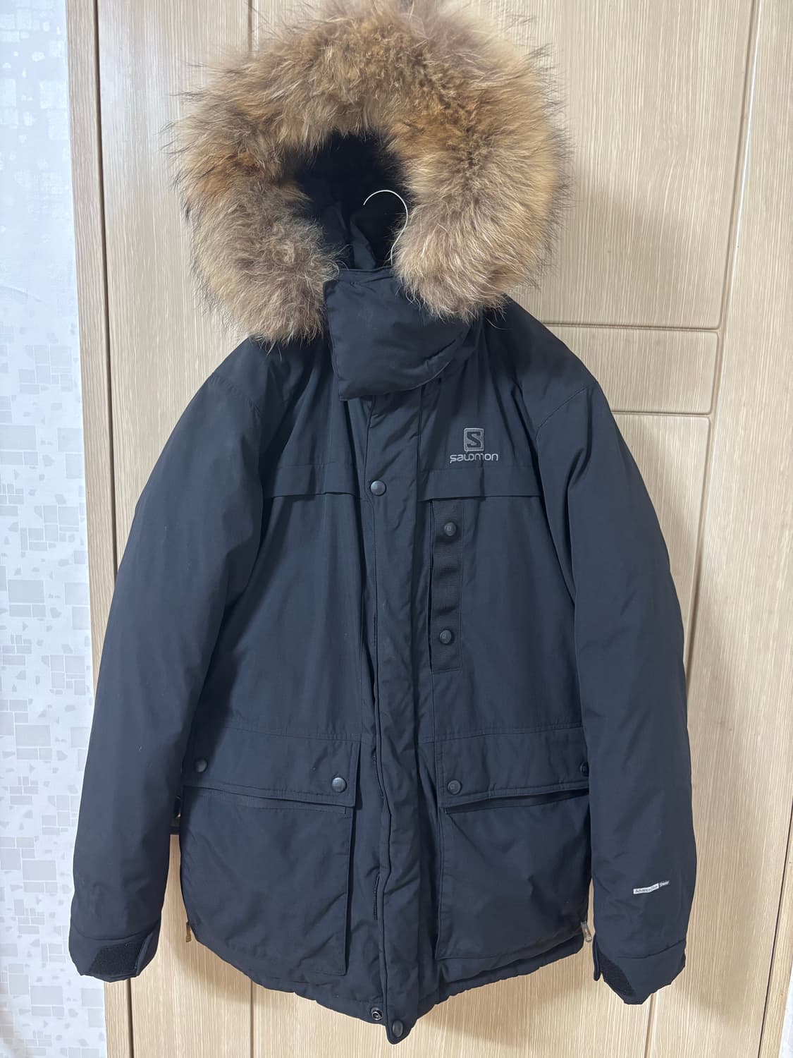 살로몬 블랙 패딩 점퍼 후드 퍼 상품이미지1