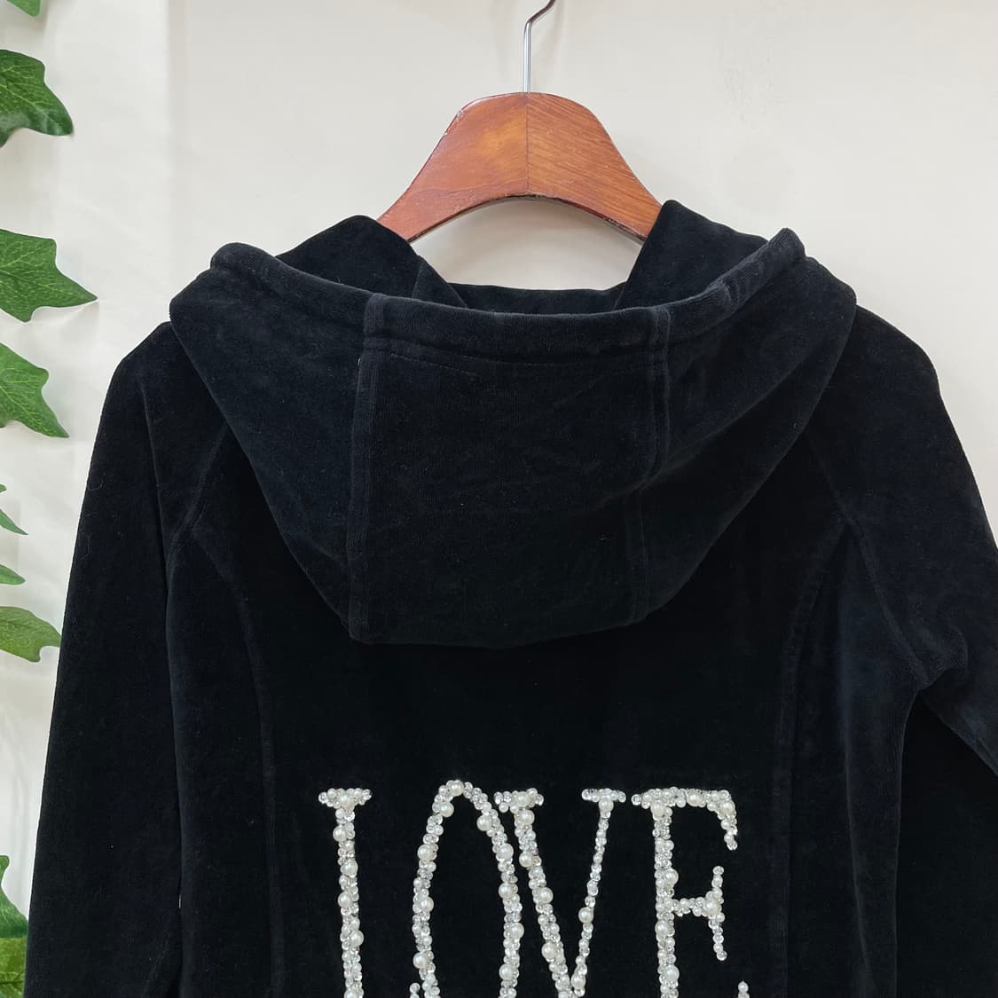 Rady 맥블링 갸루 쿠로갸루 y2k 블랙 벨루어 LOVE 후드집업 상품이미지5