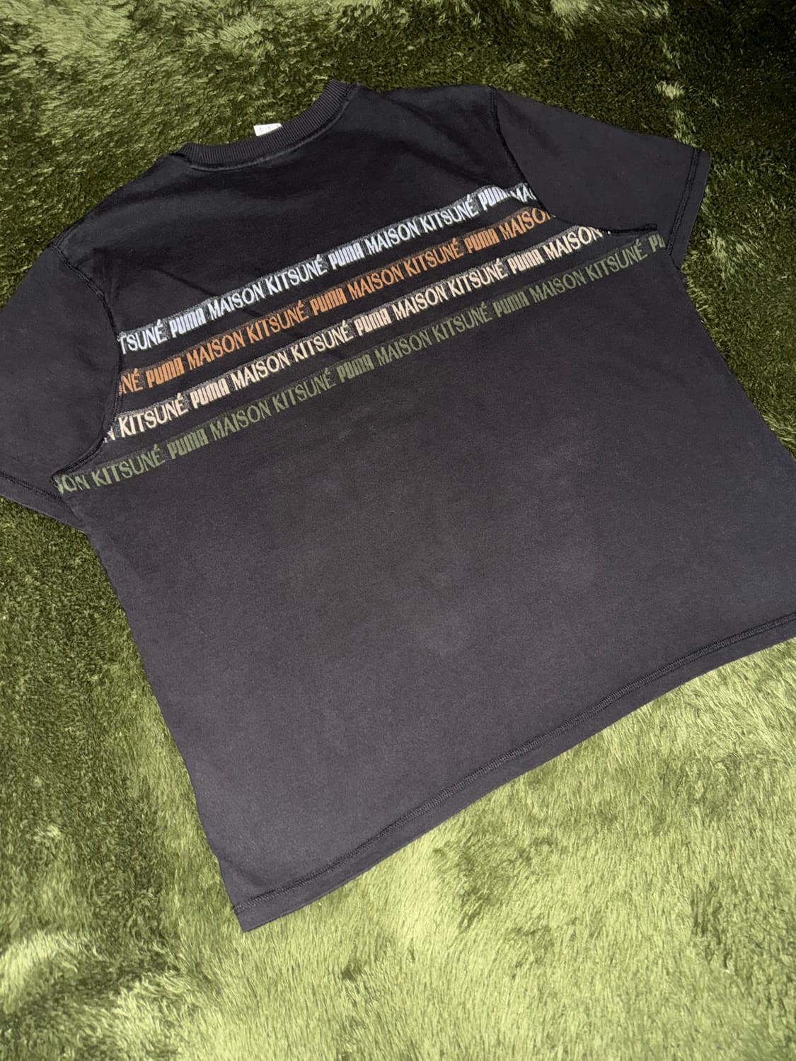 [XL] 푸마 X 메종 키츠네 콜라보 자카드 티셔츠 블랙 상품이미지9