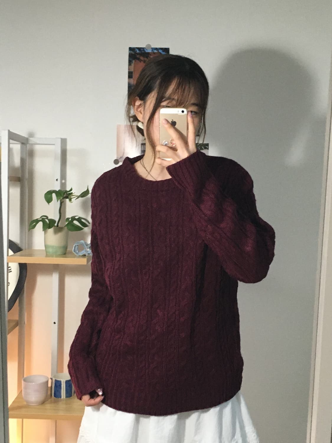 레드와인 꽈배기 니트 상품이미지2