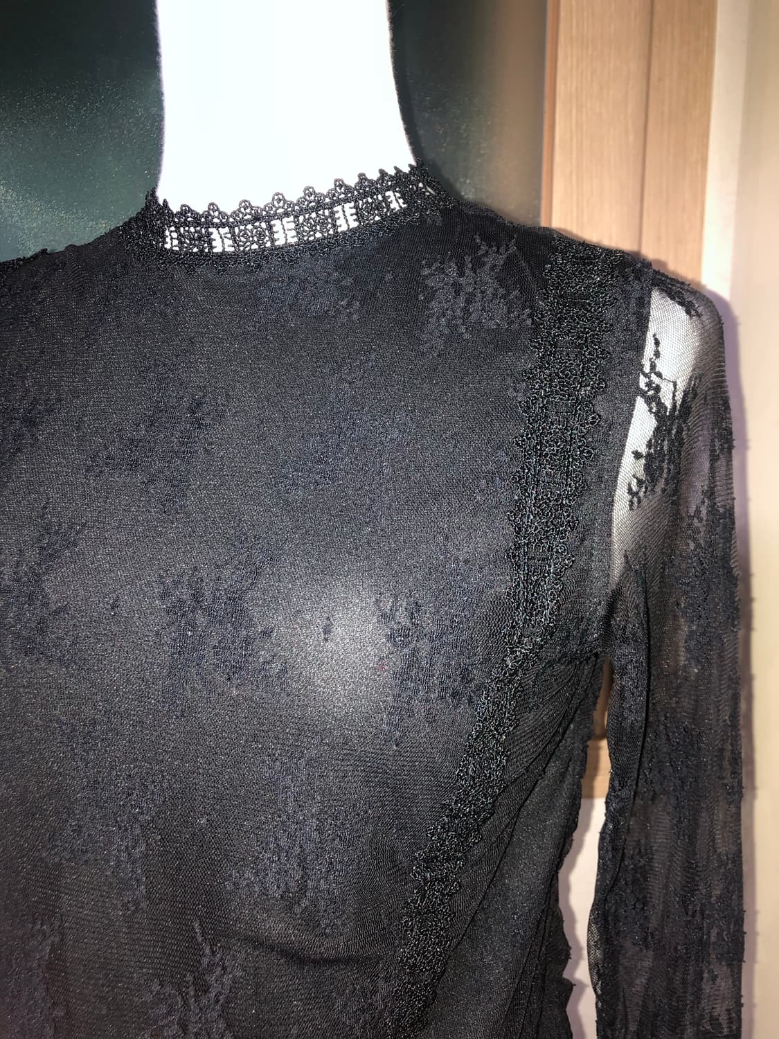 빈티지 레이스 시스루 자수 펀칭 긴팔 티셔츠 블라우스 상품이미지5