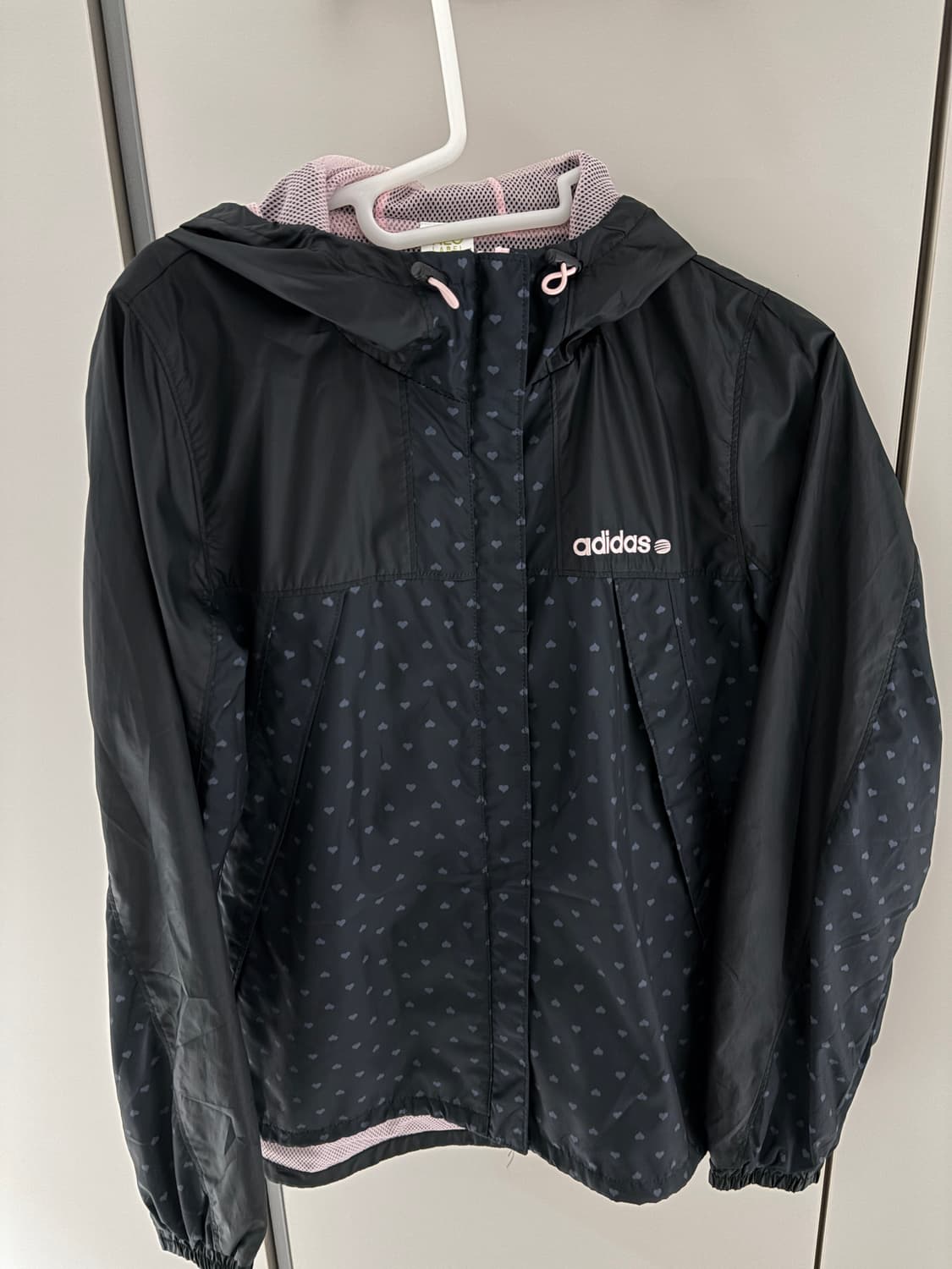 아디다스 하트도트 바람막이 블랙핑크 상품이미지1
