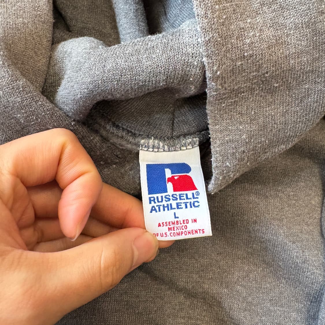 90년대 멕시코 생산 러셀 블랭크 그레이 페이딩 후드  상품이미지8