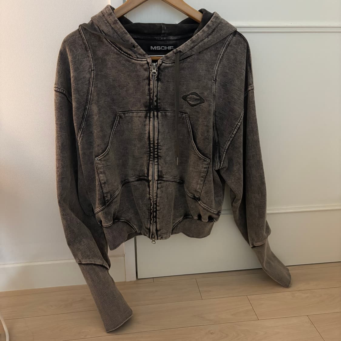 미스치프 벌룬 후드 워시드 차콜 S 상품이미지2