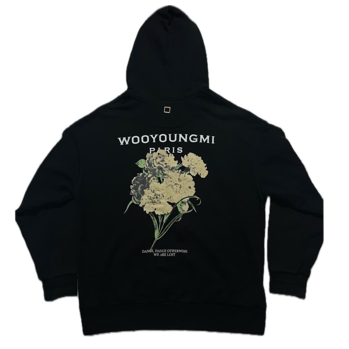 우영미 플라워 프린트 백로고 후드 블랙 상품이미지1