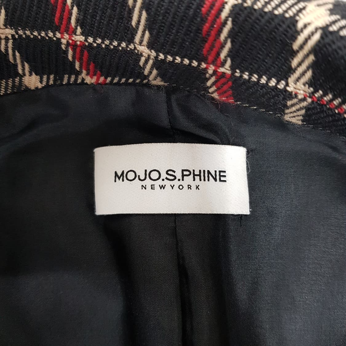 모조에스핀 체크 울 싱글 롱코트 55사이즈 상품이미지6