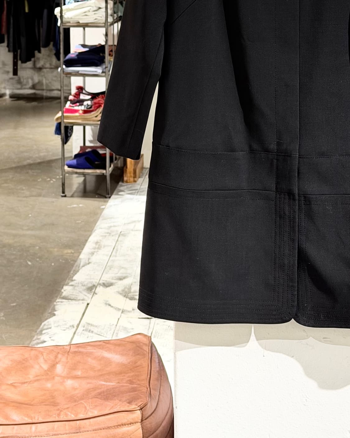 질샌더 블랙 노카라 버진울 코트 상품이미지5