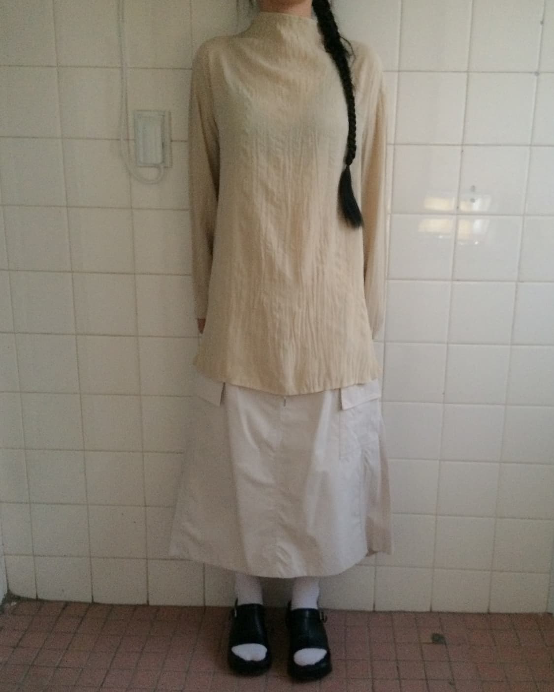 Pleats high neck sleeve 상품이미지1