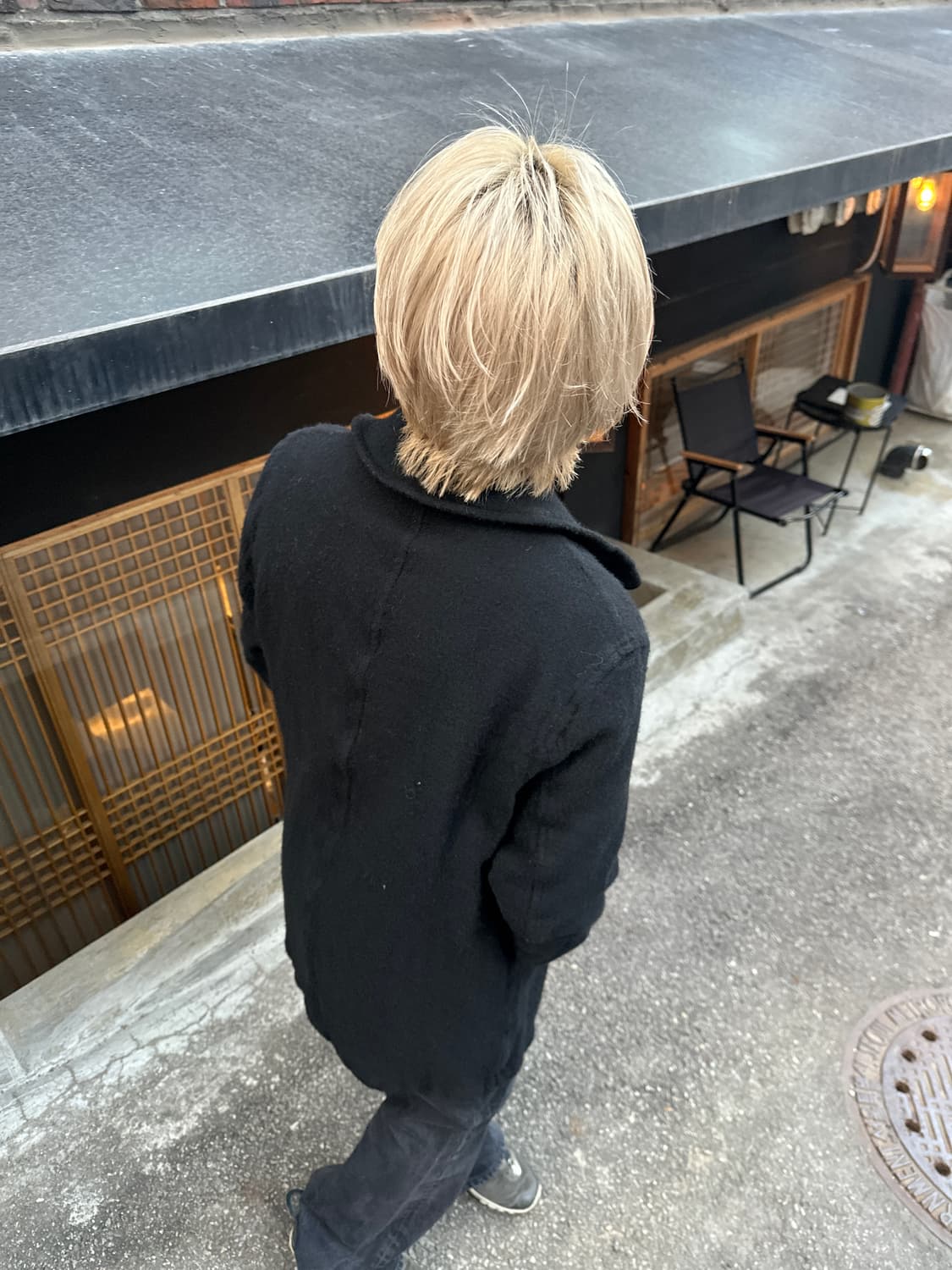 (L) 꼼데가르송 셔츠 축융 울 피코트 23aw 상품이미지1