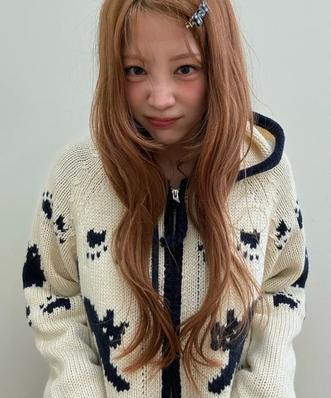 팔렛 코위찬 니트 후드집업 아이보리 상품이미지1