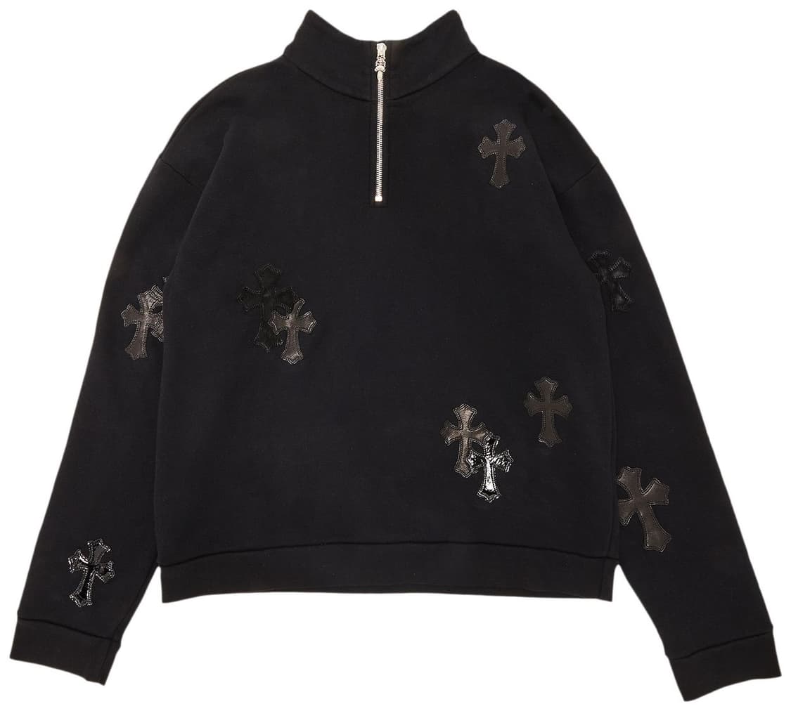 크롬하츠 크로스 레더 패치 하프 집업 상품이미지1