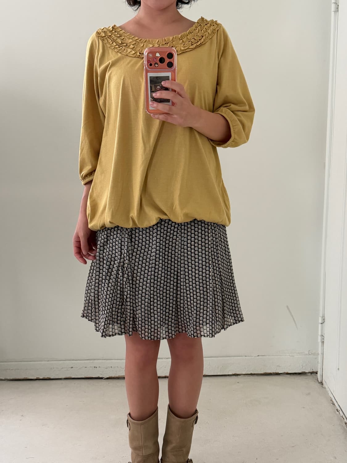 일본빈티지 엘로우 프릴 롱슬리브 상품이미지4