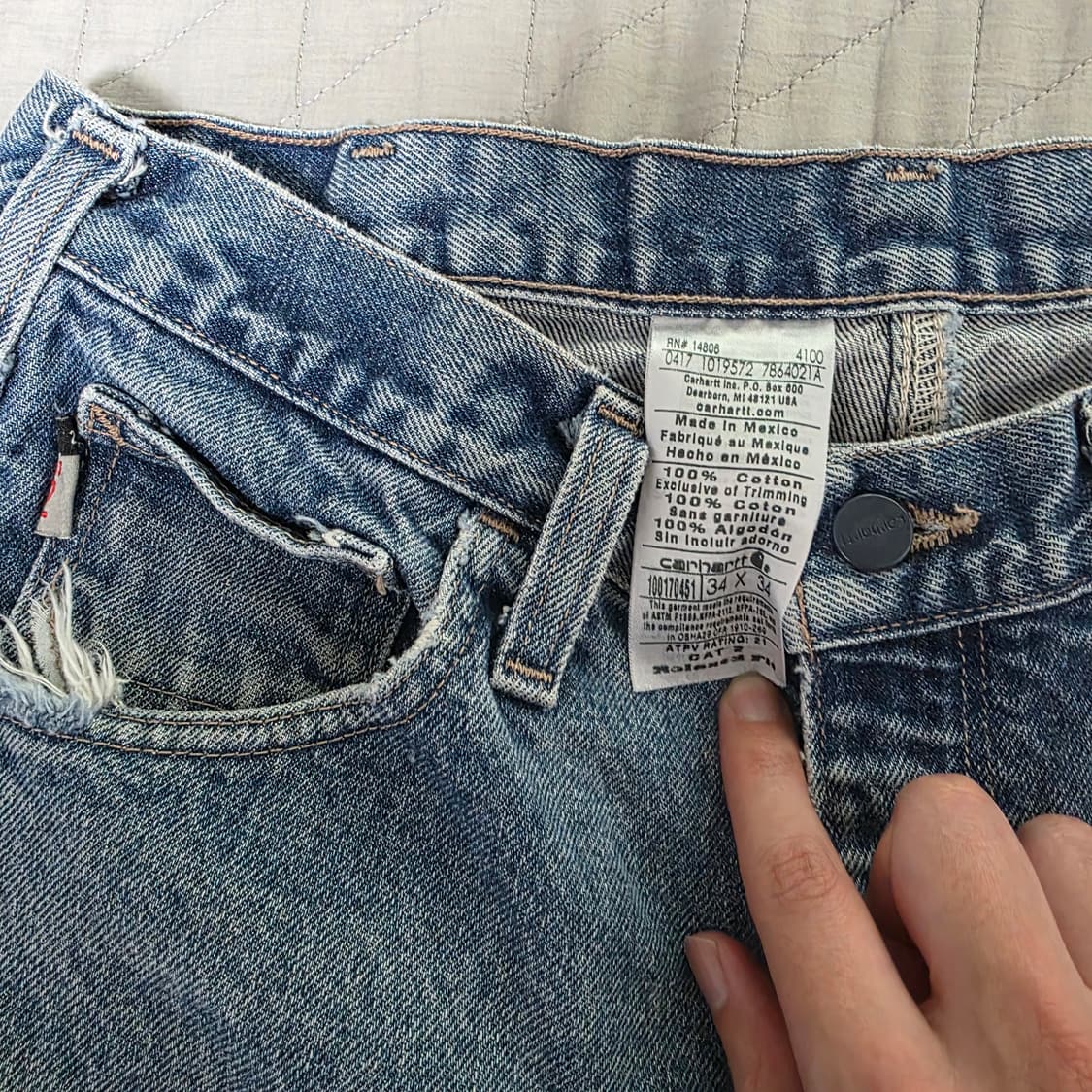 [34X34] 빈티지 칼하트 더블니 FR 데님팬츠 데미지 B26 상품이미지9