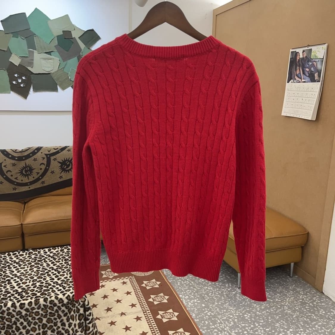 앤더슨벨 빈티지 핀터걸 딥레드 폭닥 꽈배기 니트 M C09633 상품이미지4