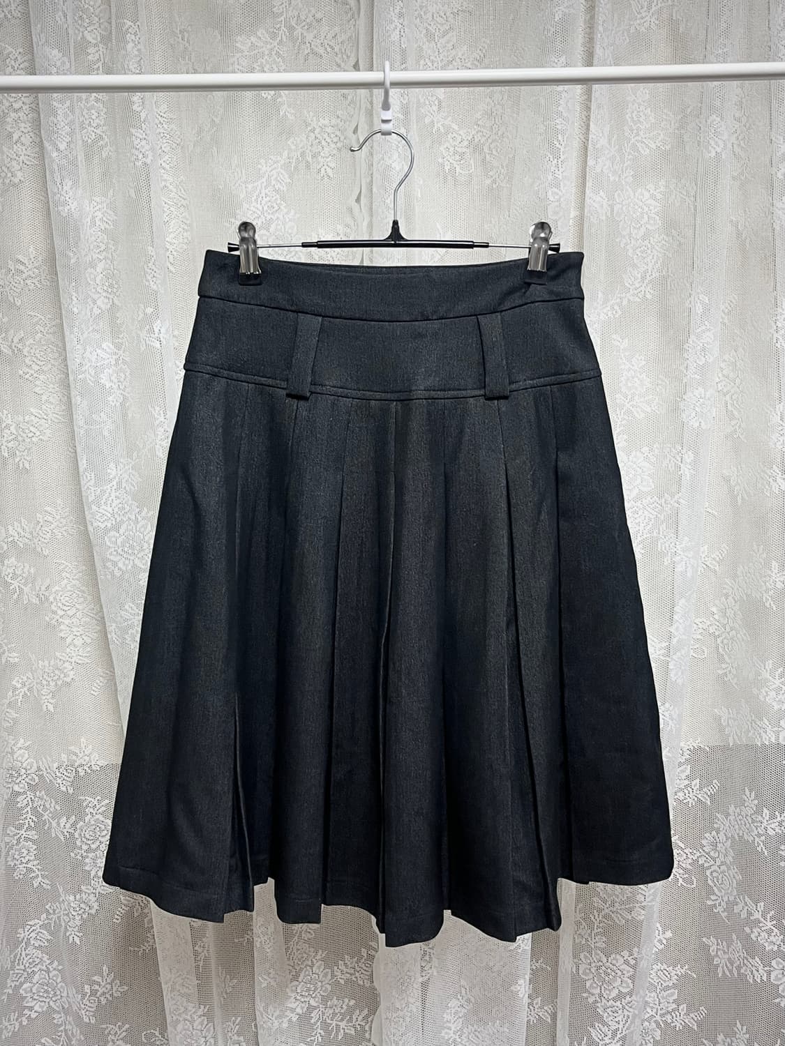 S) 쿠오세 KUOSE 플리츠 미디 스커트 블랙 상품이미지3