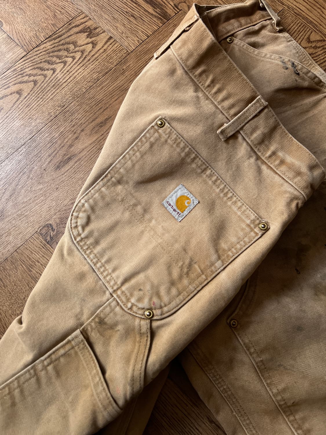 [36]칼하트 Made in USA 더티 페이딩 브라운 더블니 워크 팬츠 상품이미지7