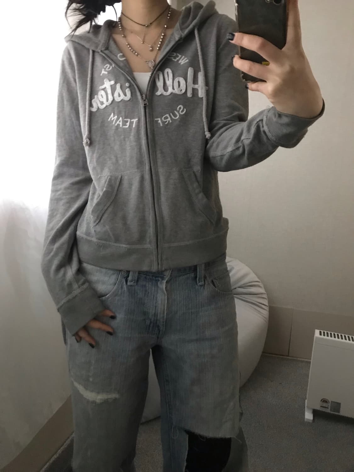 홀리스터 그레이 슬림핏 후드집업 상품이미지2