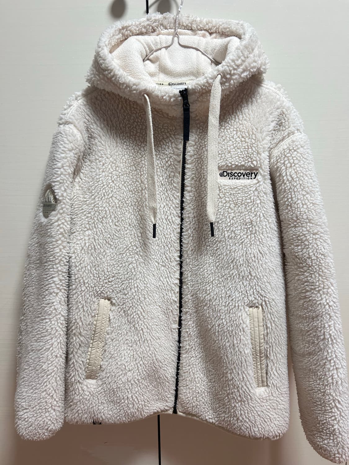 디스커버리 뽀글이 후드집업 아이보리 100 상품이미지1