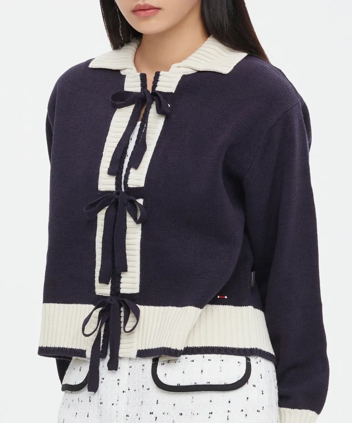 로맨틱크라운 리본가디건 네이비 상품이미지1