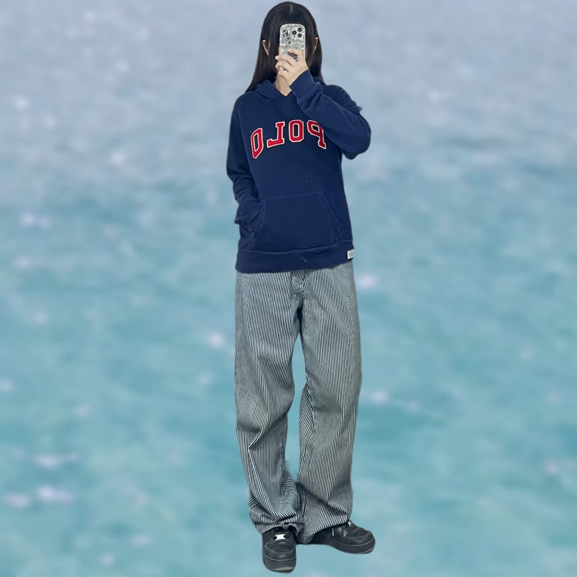 폴로 패치 레터링 후드티 상품이미지1