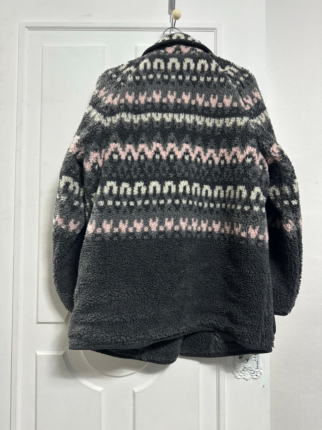 앤유 런던아이 페어아일 에코 시어링 하프 코트 상품이미지2