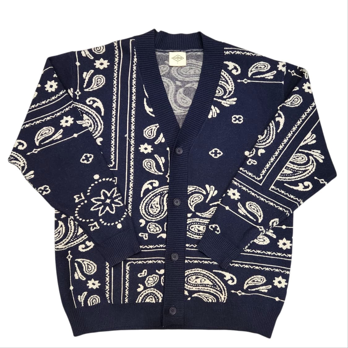 제너럴아이디어 스탠다드 페이즐리 네이비 가디건 상품이미지1