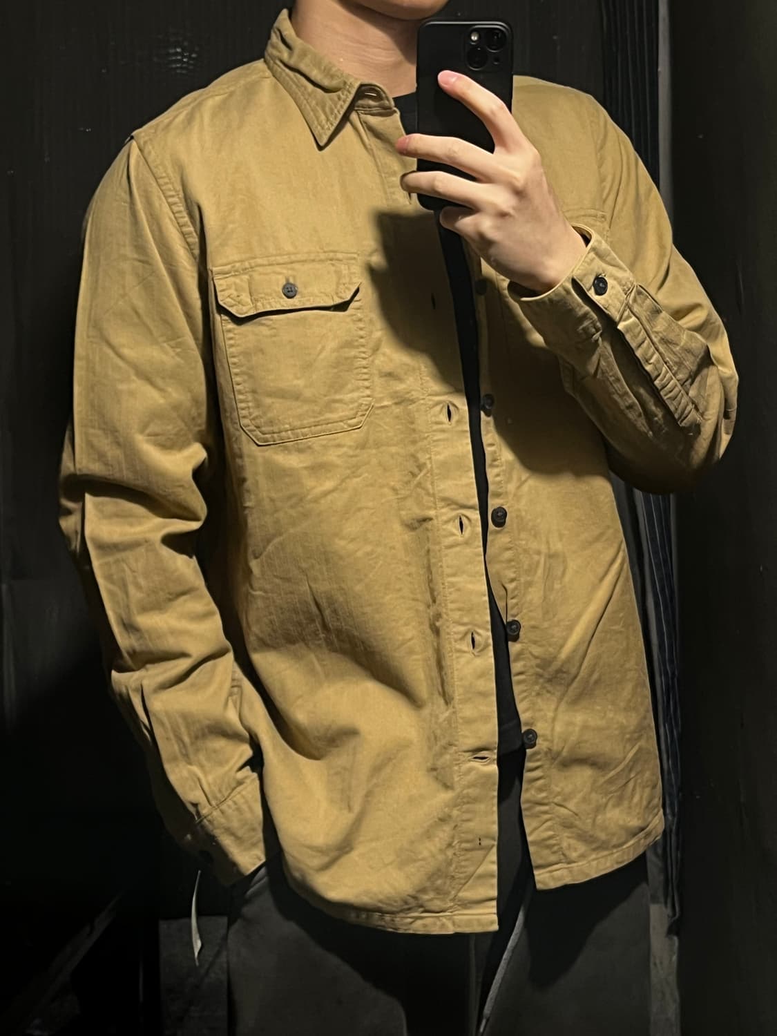 팀버랜드 샌드 베이지 투포켓 레귤러핏 워크웨어 코튼 남방 셔츠 L 상품이미지1