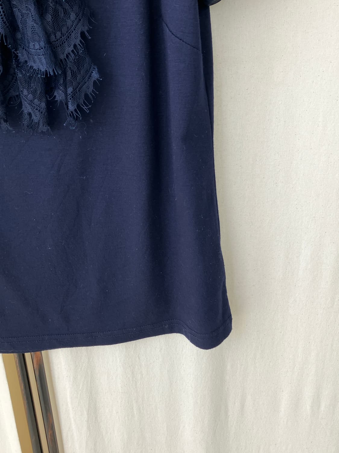 navy lace shirring ribbon half blouse 상품이미지7
