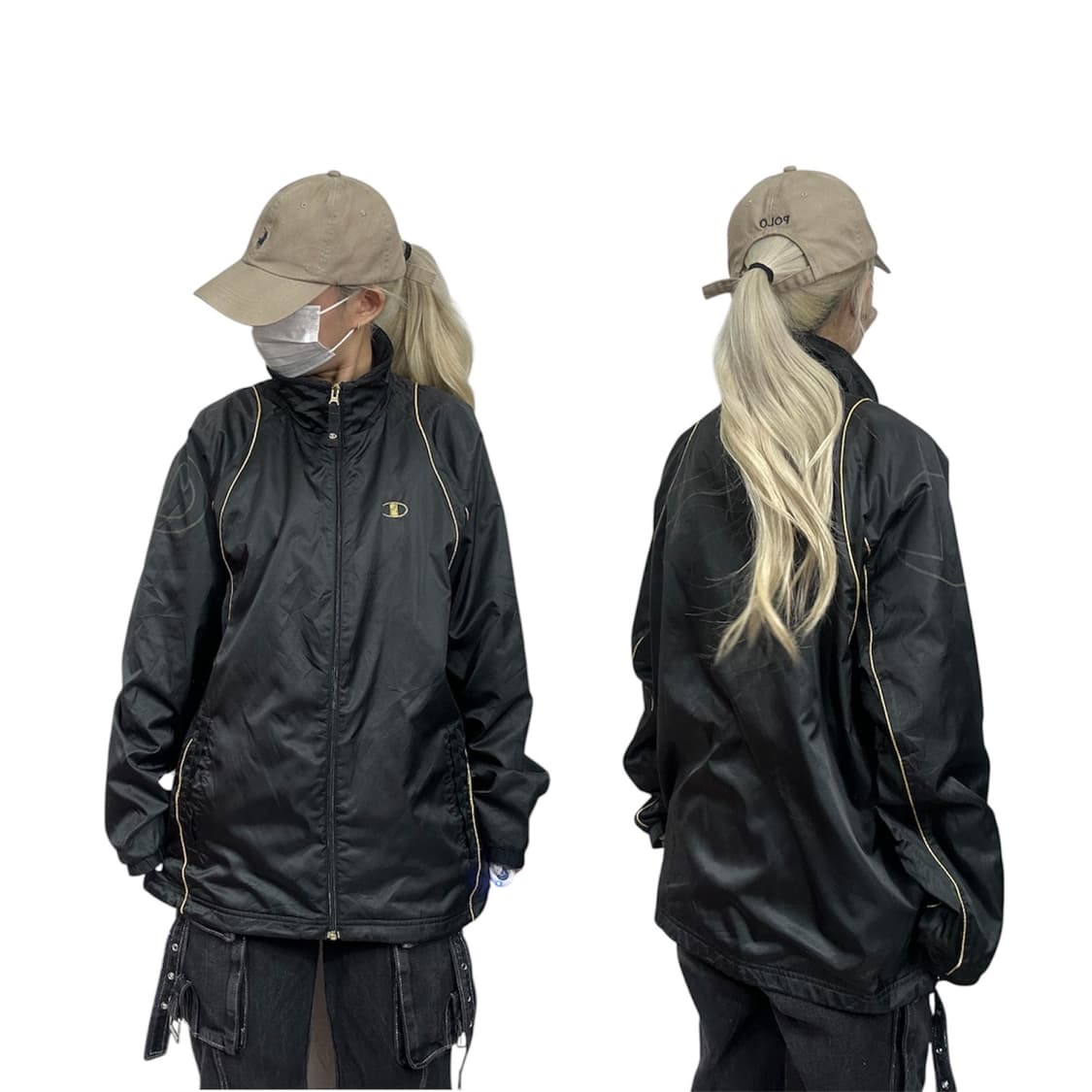 일본판 챔피온 오버핏 블랙 바람막이 올드스쿨 트랙 자켓 L 상품이미지1