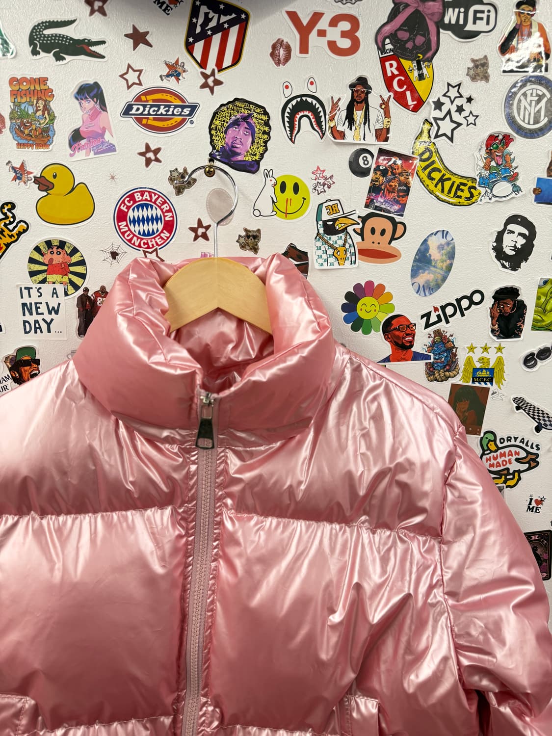 빈티지 유광 핑크 크롭 글로시 숏 패딩 상품이미지5