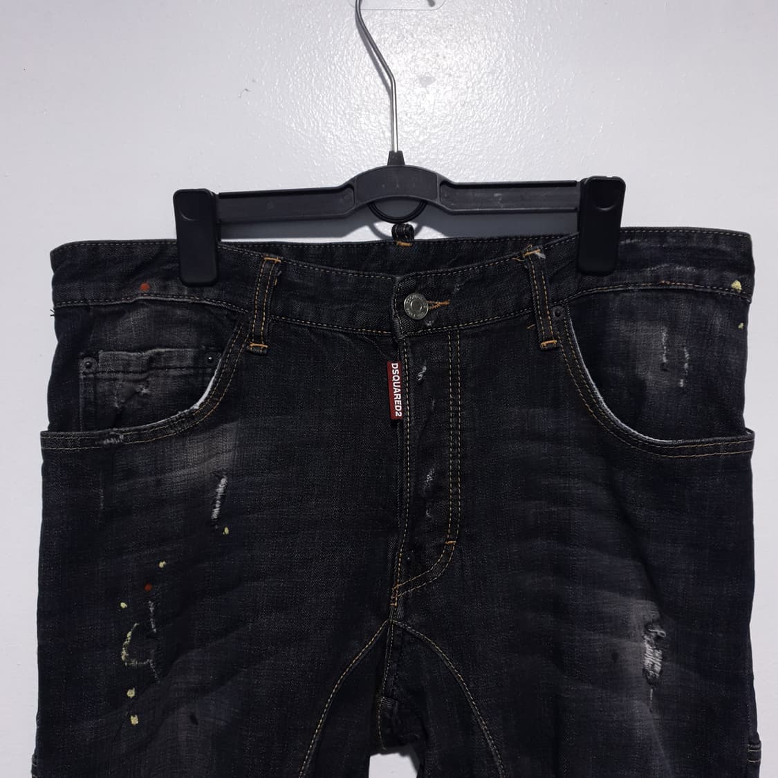디스퀘어드2 타이디 바이커 흑청 페인팅 데미지 데님 팬츠 청바지 34 상품이미지2
